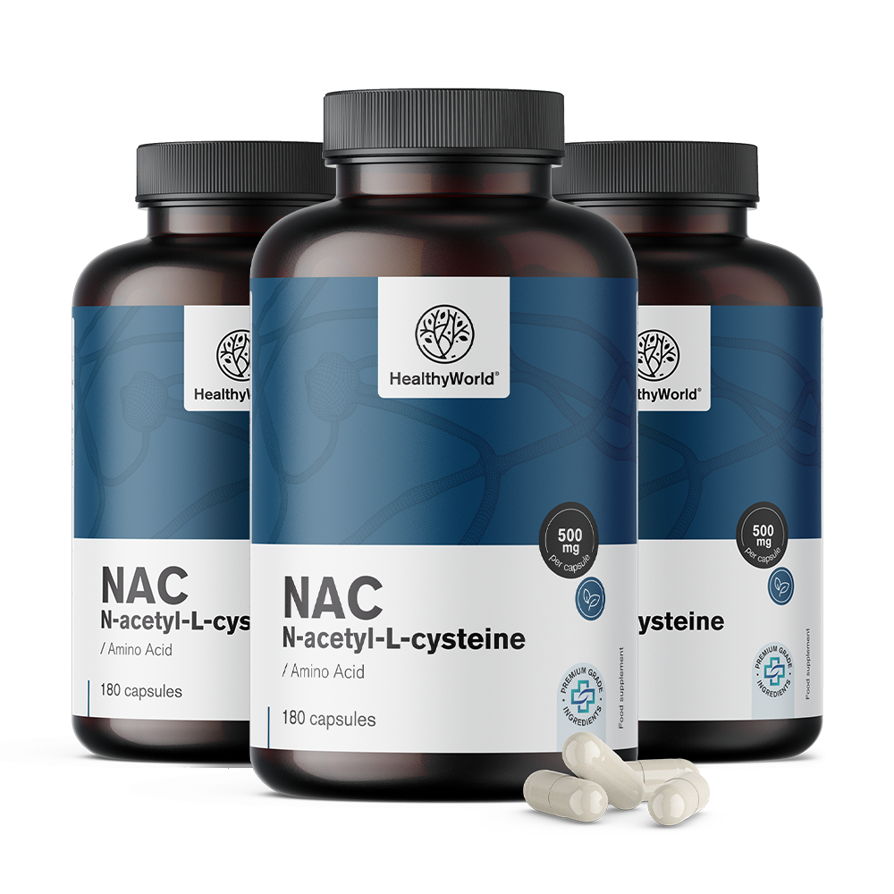 N-acetylcysteine alebo NAC vo forme kapsúl.