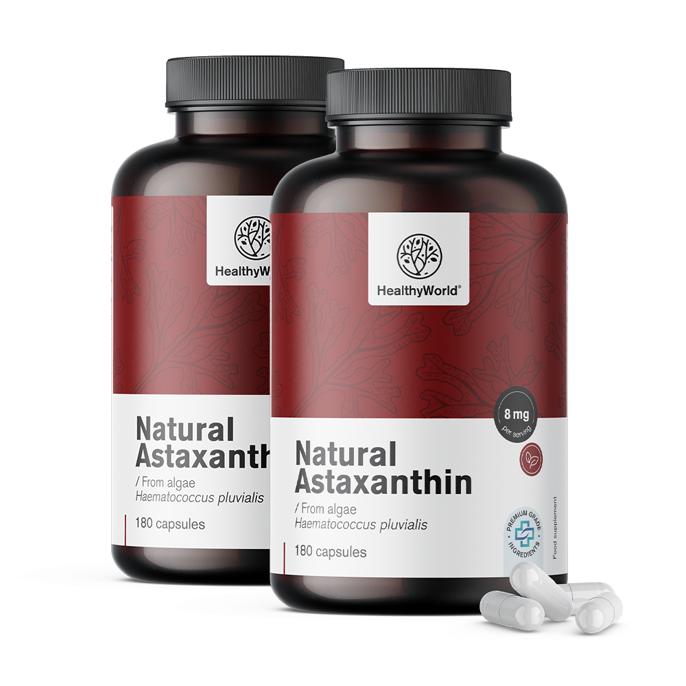 Prírodný astaxantín 8 mg vo forme kapsúl.