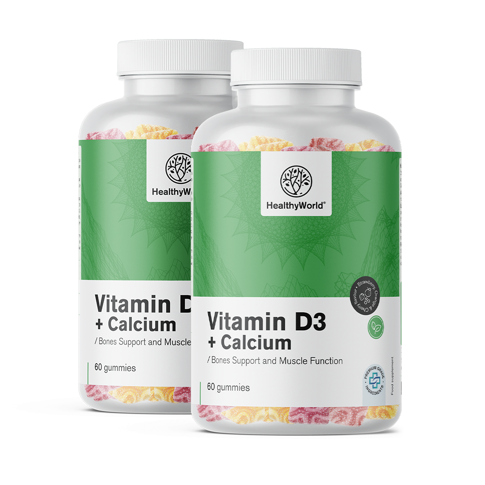 Vitamín D3 + Vápnik v želéových cukríkoch.