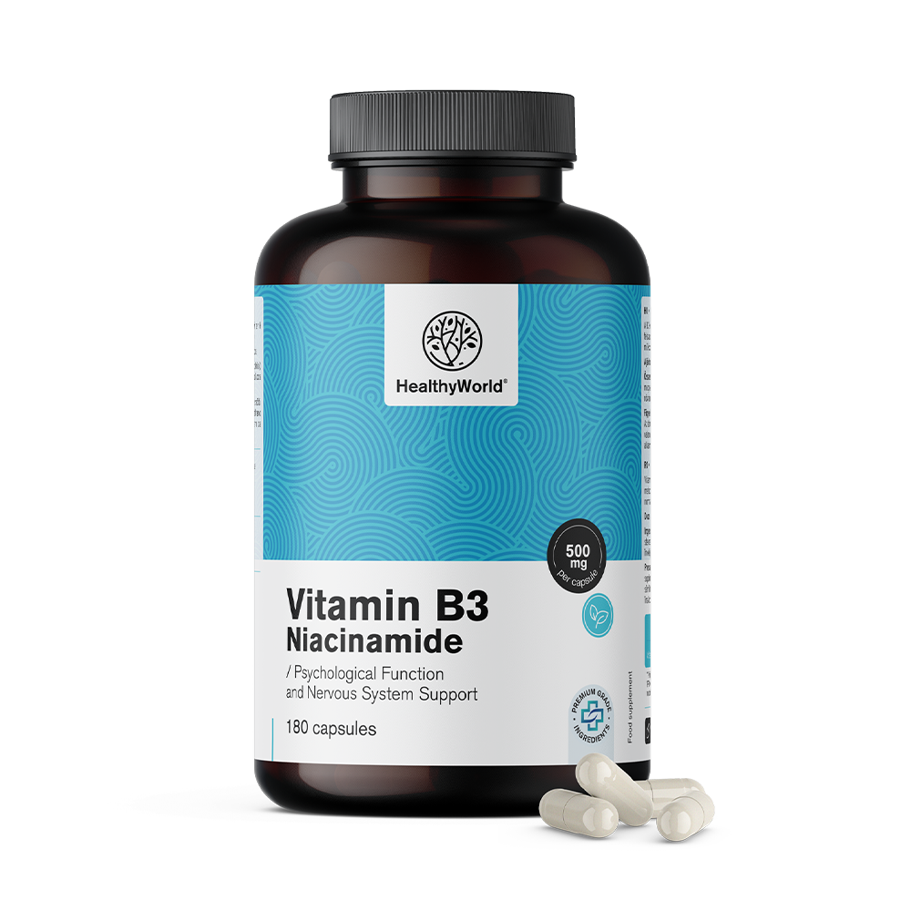 Vitamín B3 500 mg vo forme kapsúl.